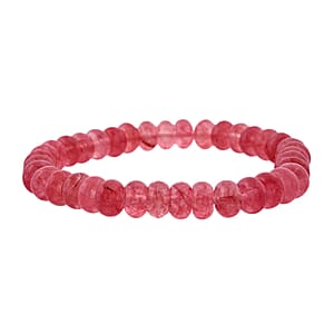  Red Strawberry Quartz Beaded 105.80 ctw Stretch Bracelet 