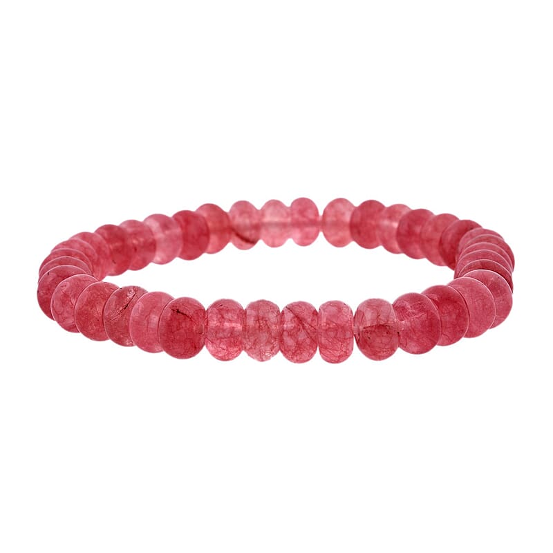 Red Strawberry Quartz Beaded 105.80 ctw Stretch Bracelet