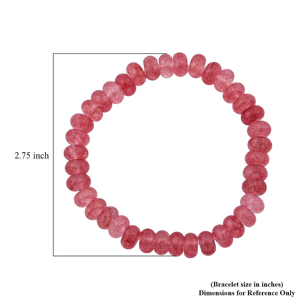  Red Strawberry Quartz Beaded 105.80 ctw Stretch Bracelet  image number 3