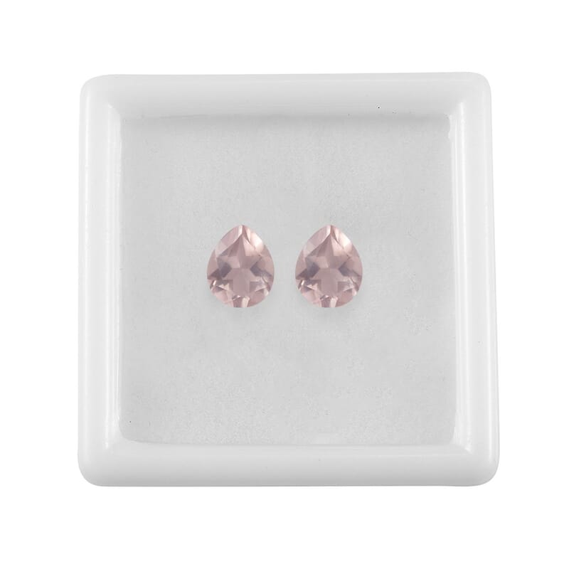 Galilea Rose Quartz Set of 2 (Pear 9x7 mm) 2.67 ctw Loose Gemstone