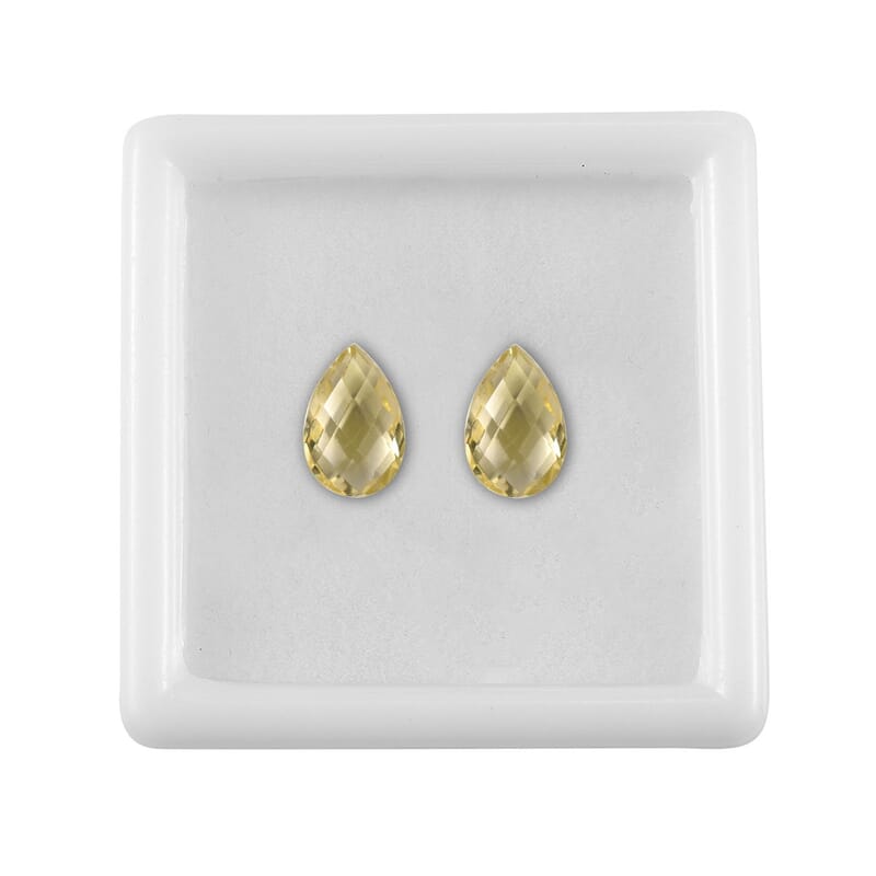 Lemon Quartz Set of 2 (Pear 9x6 mm) 2.45 ctw Loose Gemstone