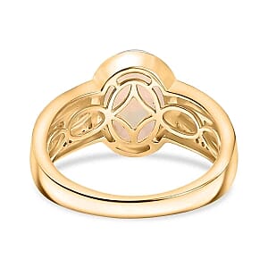 Ethiopian Welo Opal and Moissanite 2.34 ctw Ring in 18K Vermeil Yellow Gold Over Sterling Silver (Size 6.5)
