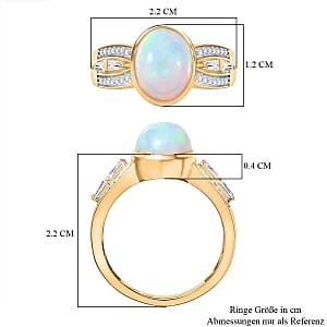 Ethiopian Welo Opal and Moissanite 2.34 ctw Ring in 18K Vermeil Yellow Gold Over Sterling Silver (Size 6.5)
