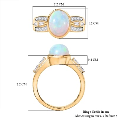 Ethiopian Welo Opal and Moissanite 2.34 ctw Ring in 18K Vermeil Yellow Gold Over Sterling Silver (Size 6.5)
