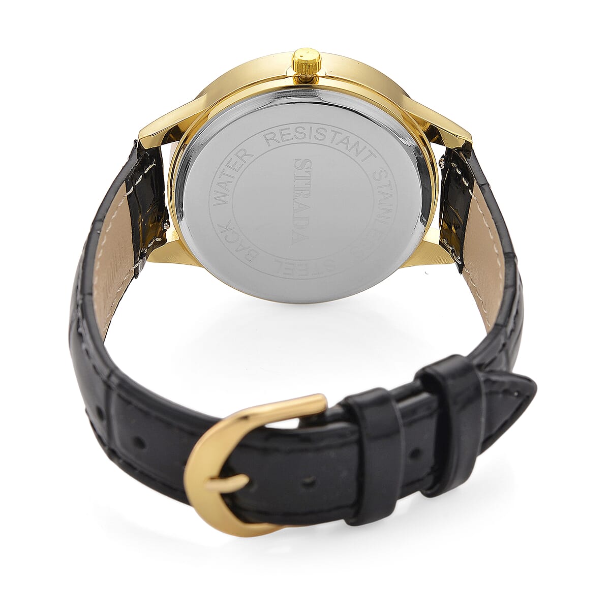 Strada Multi Color Murano Style Japanese Movement Watch with Black Leather Strap (37mm) image number 5