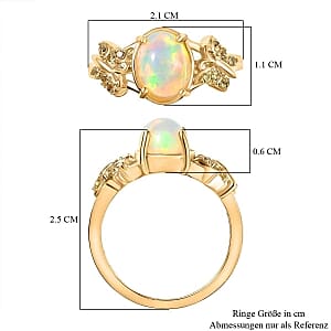 Ethiopian Welo Opal and Yellow Sapphire 1.55 ctw Ring in 14K Yellow Gold Over Sterling Silver (Size 10.0)