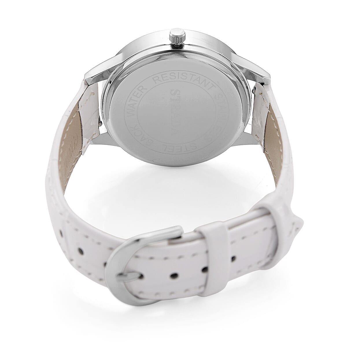 Strada Multi Color Murano Style Japanese Movement Watch with White Leather Strap (37mm) image number 5