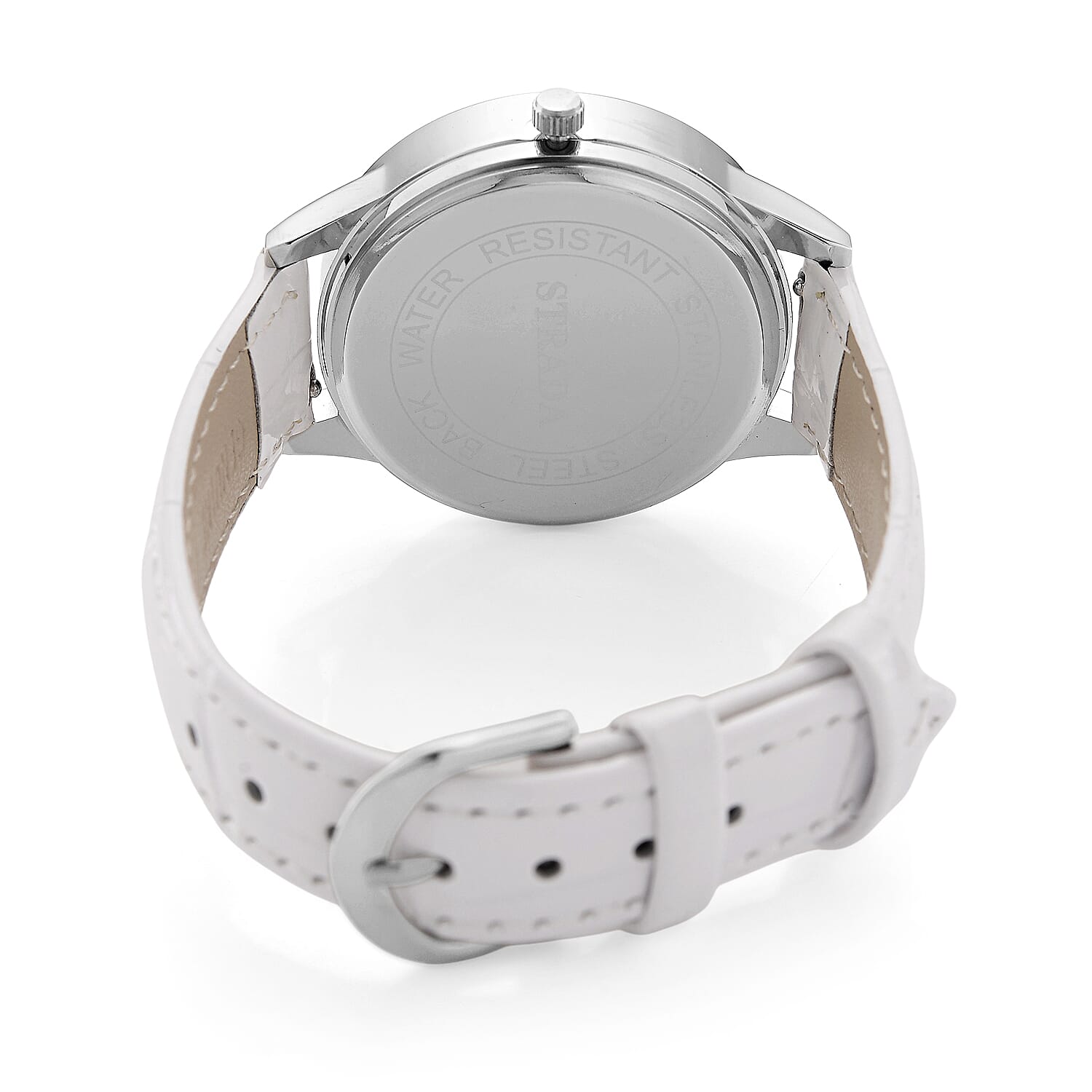 Strada Multi Color Murano Style Japanese Movement Watch with White Leather Strap (37mm)