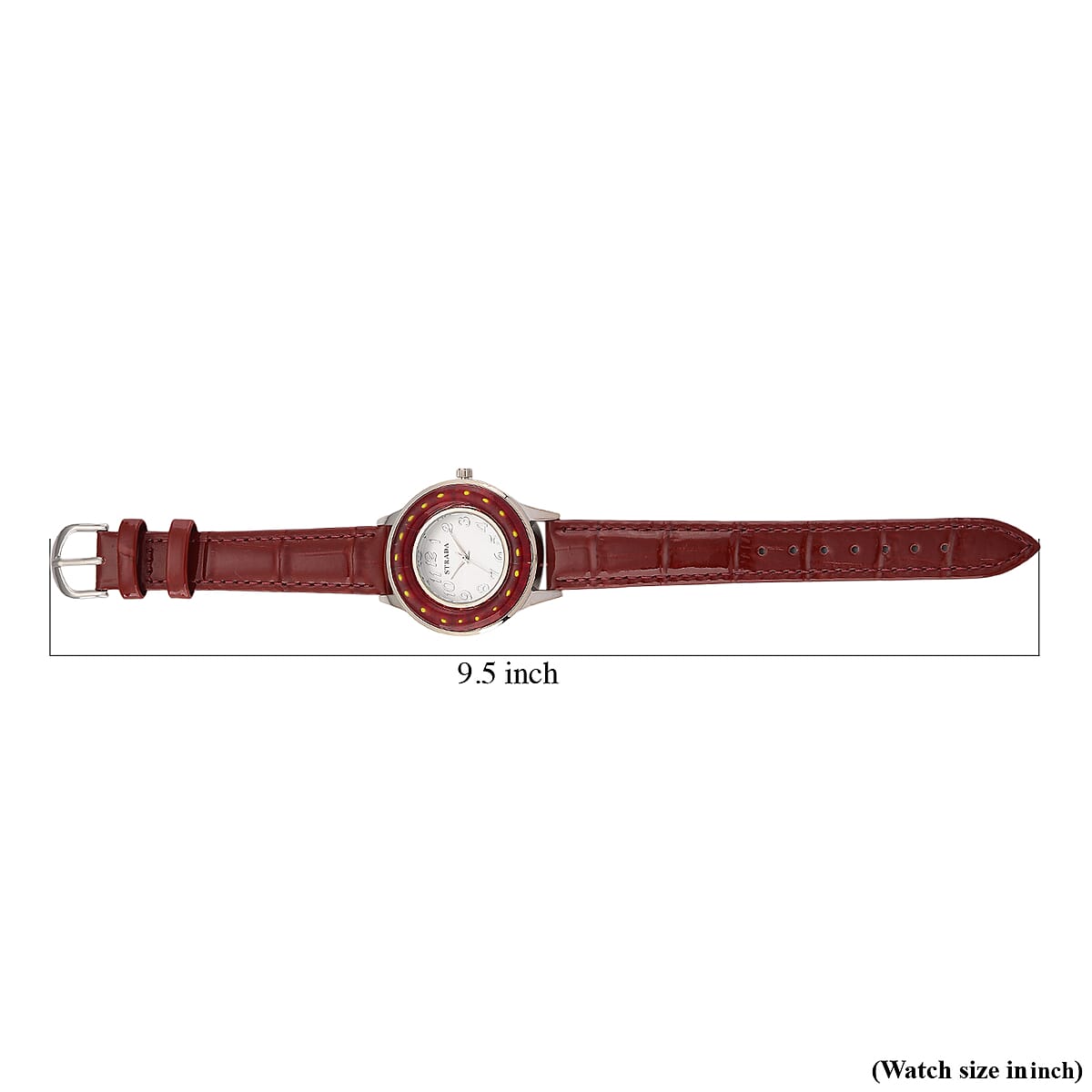 Labor Day Doorbuster Strada Red Color Murano Style Japanese Movement Watch with Red Leather Strap (37mm) image number 6