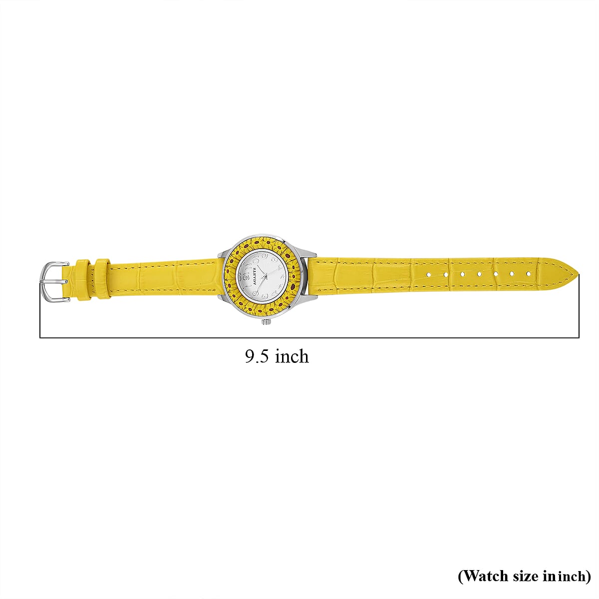 Strada Yellow Color Murano Style Japanese Movement Watch with Yellow Leather Strap (37mm) image number 6