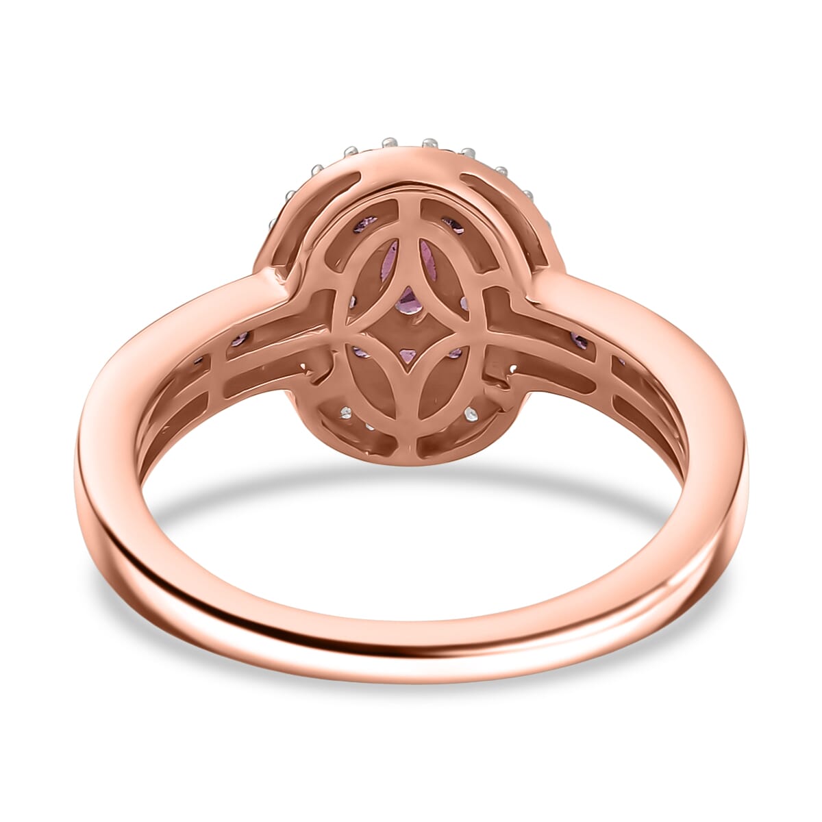 D'Joy Premium Tanzanian Wine Garnet and White Zircon 1.00 ctw Circle of Flame Ring in 18K Vermeil Rose Gold Over Sterling Silver (Size 10.0) image number 4