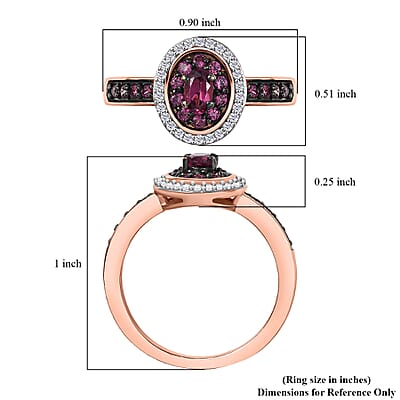 D'Joy Premium Tanzanian Wine Garnet and White Zircon 1.00 ctw Circle of Flame Ring in 18K Vermeil Rose Gold Over Sterling Silver (Size 5.0)