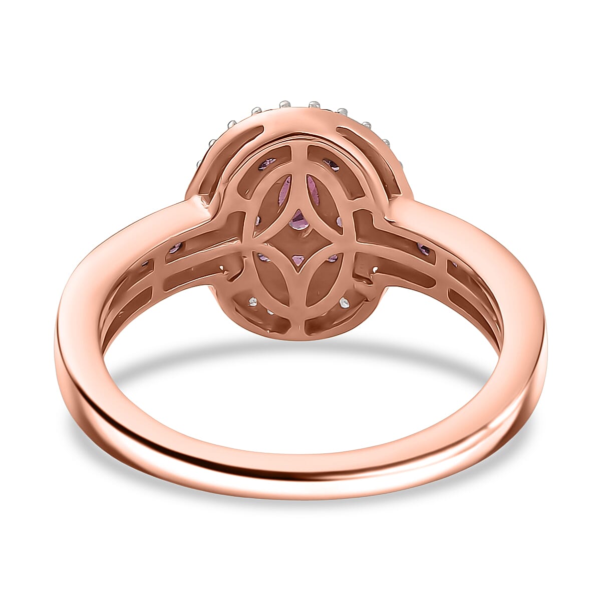 D'Joy Premium Tanzanian Wine Garnet and White Zircon 1.00 ctw Circle of Flame Ring in 18K Vermeil Rose Gold Over Sterling Silver (Size 6.0) image number 4