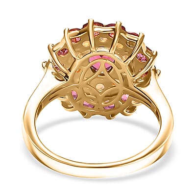 D'Joy Tanzanian Wine Garnet and Ethiopian Welo Opal 3.75 ctw Fleur of Flame Ring in 18K Vermeil Yellow Gold Over Sterling Silver (Size 10.0)