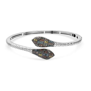 GP Trionfo Collection Multi Diamond 1.00 ctw Serpent Bangle Bracelet in Rhodium Over Sterling Silver (7.25 In)