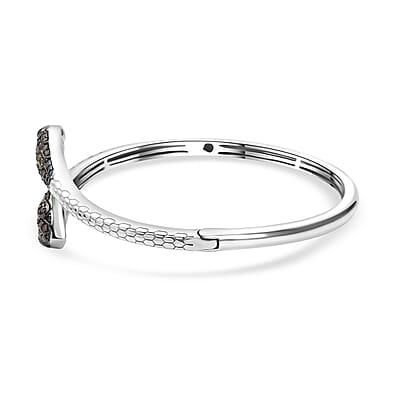 GP Trionfo Collection Multi Diamond 1.00 ctw Serpent Bangle Bracelet in Rhodium Over Sterling Silver (7.25 In)