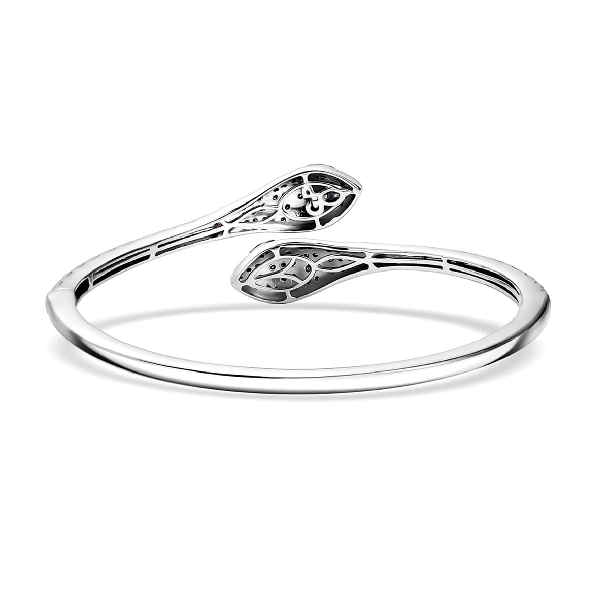 GP Trionfo Collection Multi Diamond 1.00 ctw Serpent Bangle Bracelet in Rhodium Over Sterling Silver (7.25 In) image number 5