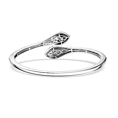 GP Trionfo Collection Multi Diamond 1.00 ctw Serpent Bangle Bracelet in Rhodium Over Sterling Silver (7.25 In)