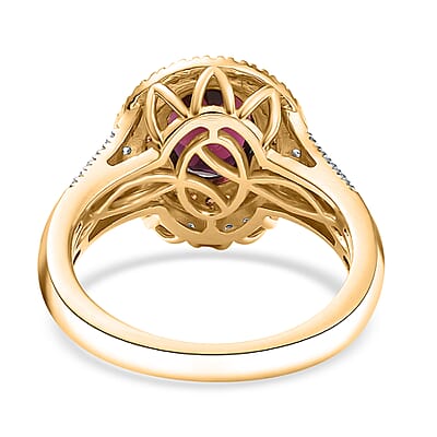 D'Joy Tanzanian Wine Garnet, White and Chocolate Zircon 3.00 ctw Crown of Flame Ring in 18K Vermeil Yellow Gold Over Sterling Silver (Size 10.0) (Del. in 8-10 Days) 