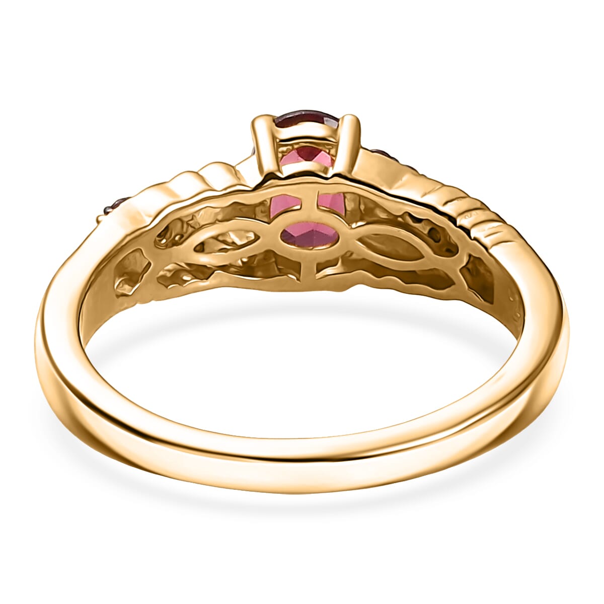 D’Joy Tanzanian Wine Garnet 1.25 ctw Flameleaf Ring in 18K Vermeil Yellow Gold Over Sterling Silver (Size 10.0)  image number 4