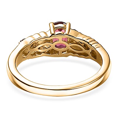 D'Joy Tanzanian Wine Garnet 1.25 ctw Flameleaf Ring in 18K Vermeil Yellow Gold Over Sterling Silver (Size 10.0) 