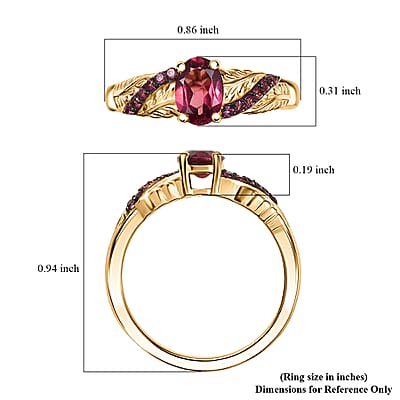 D'Joy Tanzanian Wine Garnet 1.25 ctw Flameleaf Ring in 18K Vermeil Yellow Gold Over Sterling Silver (Size 10.0) 
