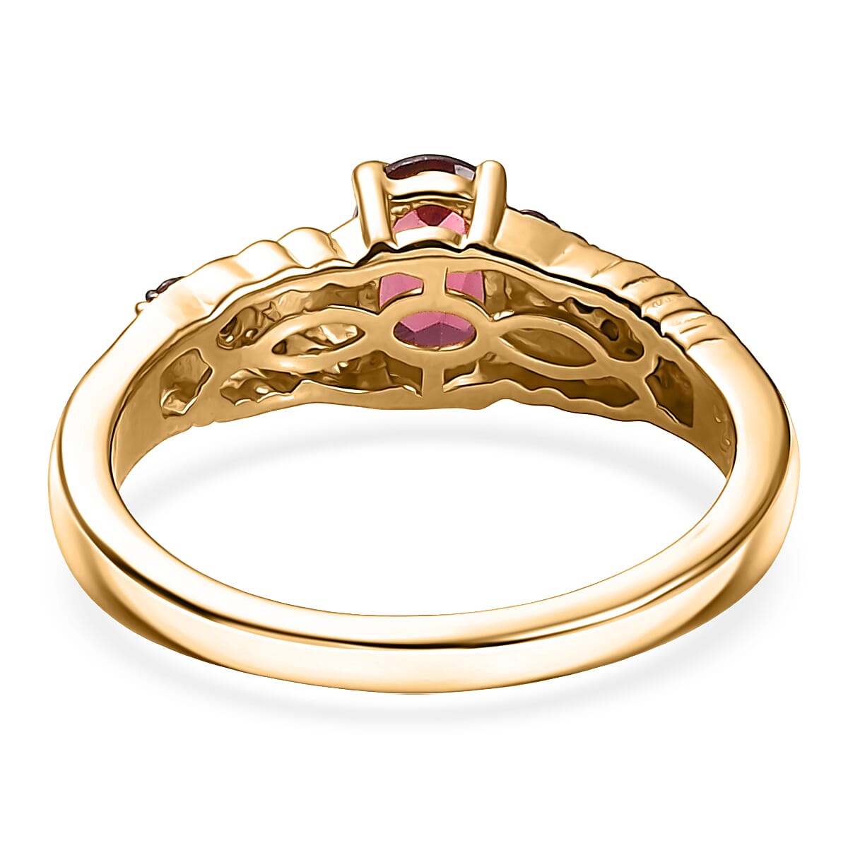 D'Joy Tanzanian Wine Garnet 1.25 ctw Flameleaf Ring in 18K Vermeil Yellow Gold Over Sterling Silver (Size 5.0)  image number 4