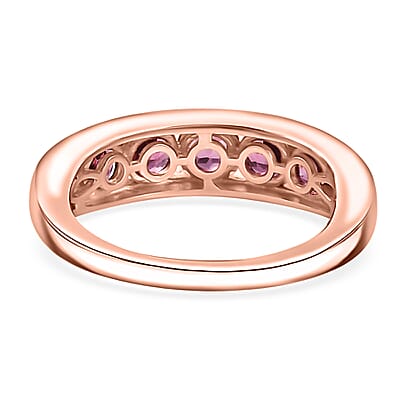 D’joy Tanzanian Wine Garnet 1.65 ctw Scarlet Band Ring in 18K Vermeil Rose Gold Over Sterling Silver (Size 10.0)