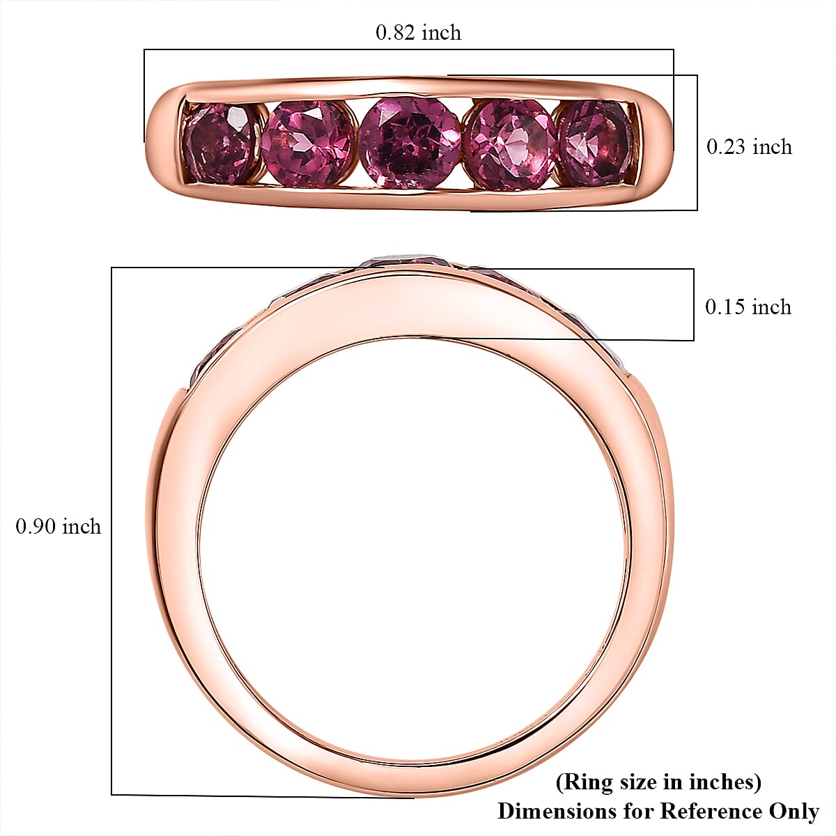 D’joy Tanzanian Wine Garnet 1.65 ctw Scarlet Band Ring in 18K Vermeil Rose Gold Over Sterling Silver (Size 10.0)