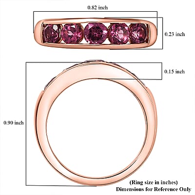 D’joy Tanzanian Wine Garnet 1.65 ctw Scarlet Band Ring in 18K Vermeil Rose Gold Over Sterling Silver (Size 10.0)