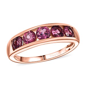 D'Joy Tanzanian Wine Garnet 1.65 ctw Scarlet Band Ring in 18K Vermeil Rose Gold Over Sterling Silver (Size 5.0)