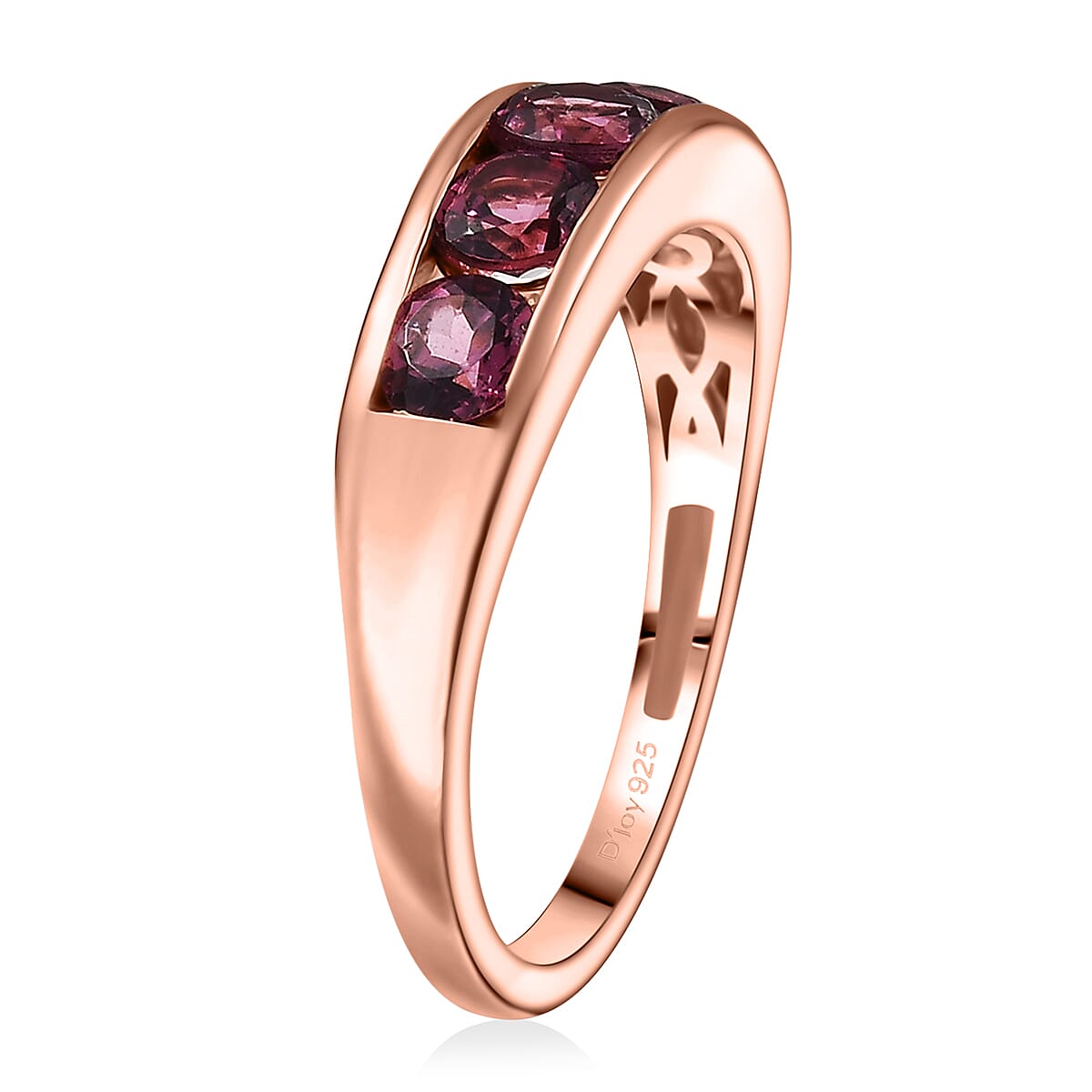 D'Joy Tanzanian Wine Garnet 1.65 ctw Scarlet Band Ring in 18K Vermeil Rose Gold Over Sterling Silver (Size 5.0) image number 3