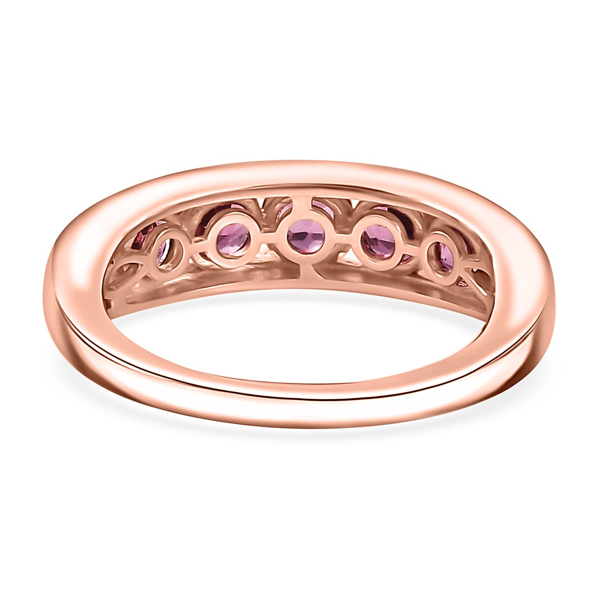 D'Joy Tanzanian Wine Garnet 1.65 ctw Scarlet Band Ring in 18K Vermeil Rose Gold Over Sterling Silver (Size 5.0) image number 4