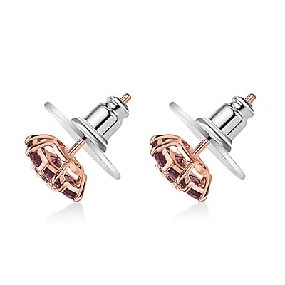 D'Joy Tanzanian Wine Garnet 2.15 ctw Cherry Blossom Earrings in 18K Vermeil Rose Gold Over Sterling Silver