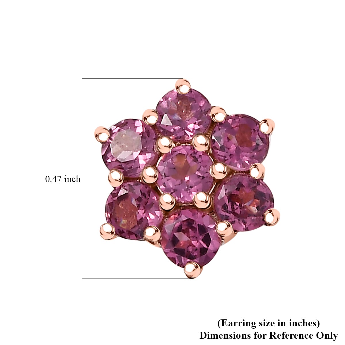 D'Joy Tanzanian Wine Garnet 2.15 ctw Cherry Blossom Earrings in 18K Vermeil Rose Gold Over Sterling Silver image number 4