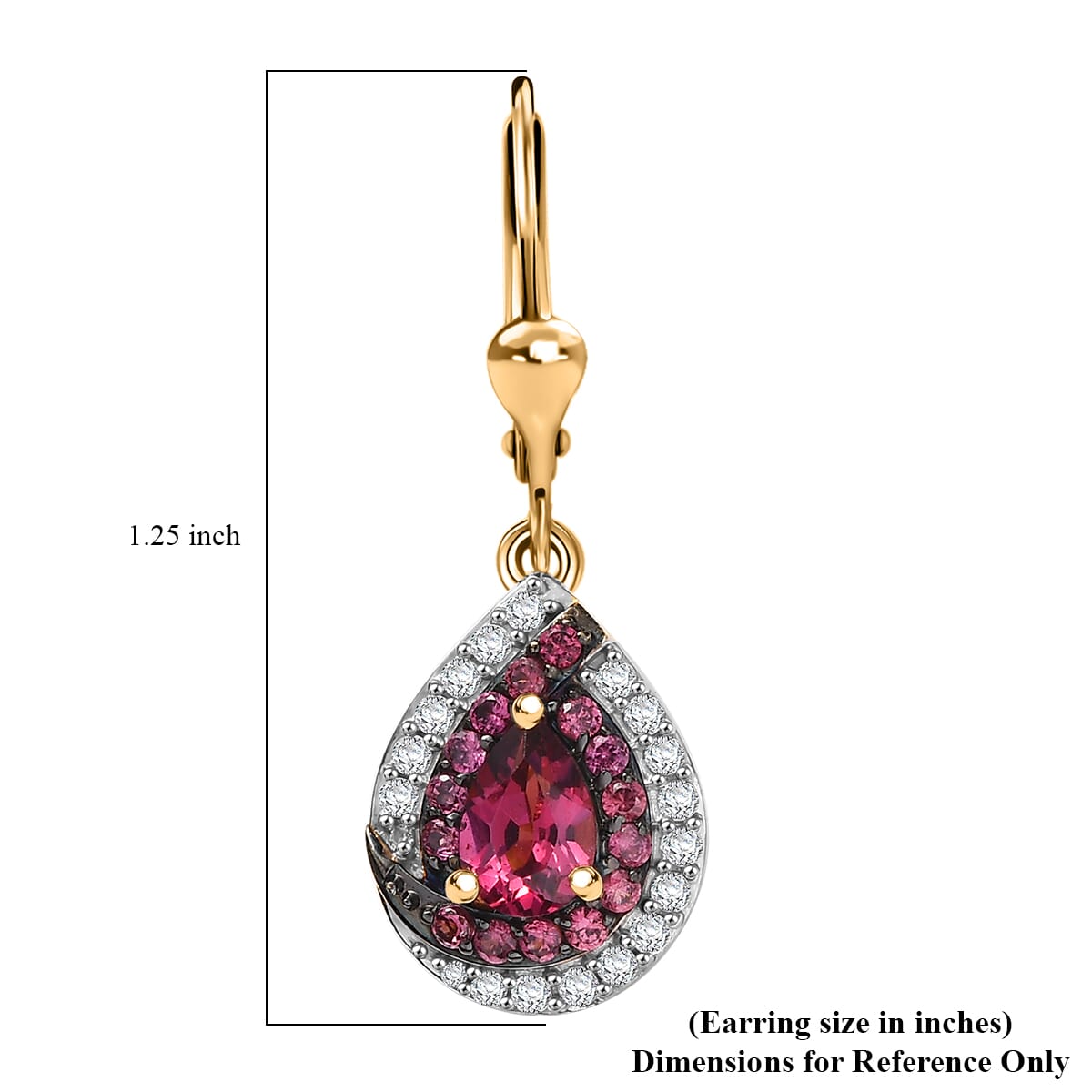 D'Joy Tanzanian Wine Garnet and White Zircon 1.90 ctw Blushing Teardrop Earrings in 18K Vermeil YG Over Sterling Silver image number 5