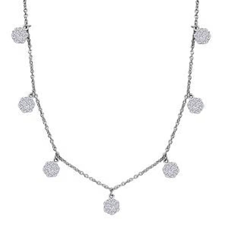 Luxuriant Lab Grown Diamond G-H SI 2.00 ctw Station Necklace in Rhodium Over Sterling Silver 18 Inches