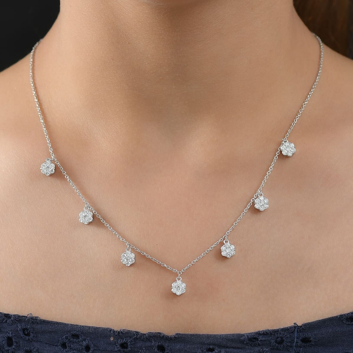 Luxuriant Lab Grown Diamond G-H SI 2.00 ctw Necklace in Rhodium Over Sterling Silver 18 Inches image number 2