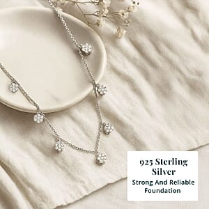 Luxuriant Lab Grown Diamond G-H SI 2.00 ctw Station Necklace in Rhodium Over Sterling Silver 18 Inches