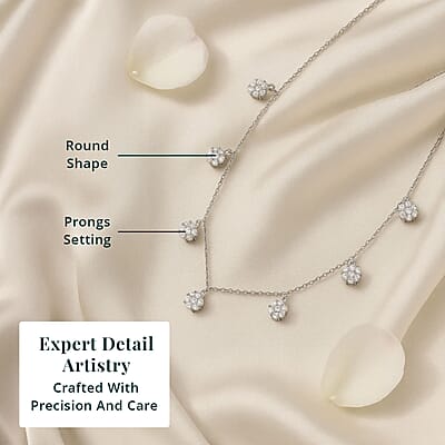 Luxuriant Lab Grown Diamond G-H SI 2.00 ctw Station Necklace in Rhodium Over Sterling Silver 18 Inches