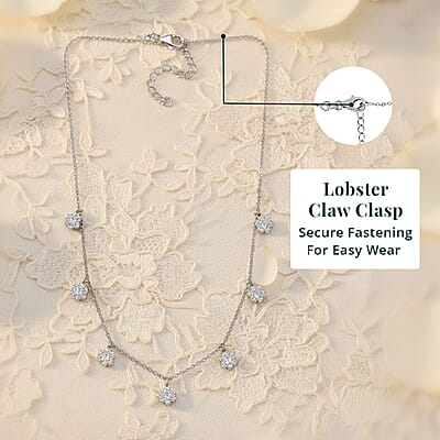 Luxuriant Lab Grown Diamond G-H SI 2.00 ctw Station Necklace in Rhodium Over Sterling Silver 18 Inches