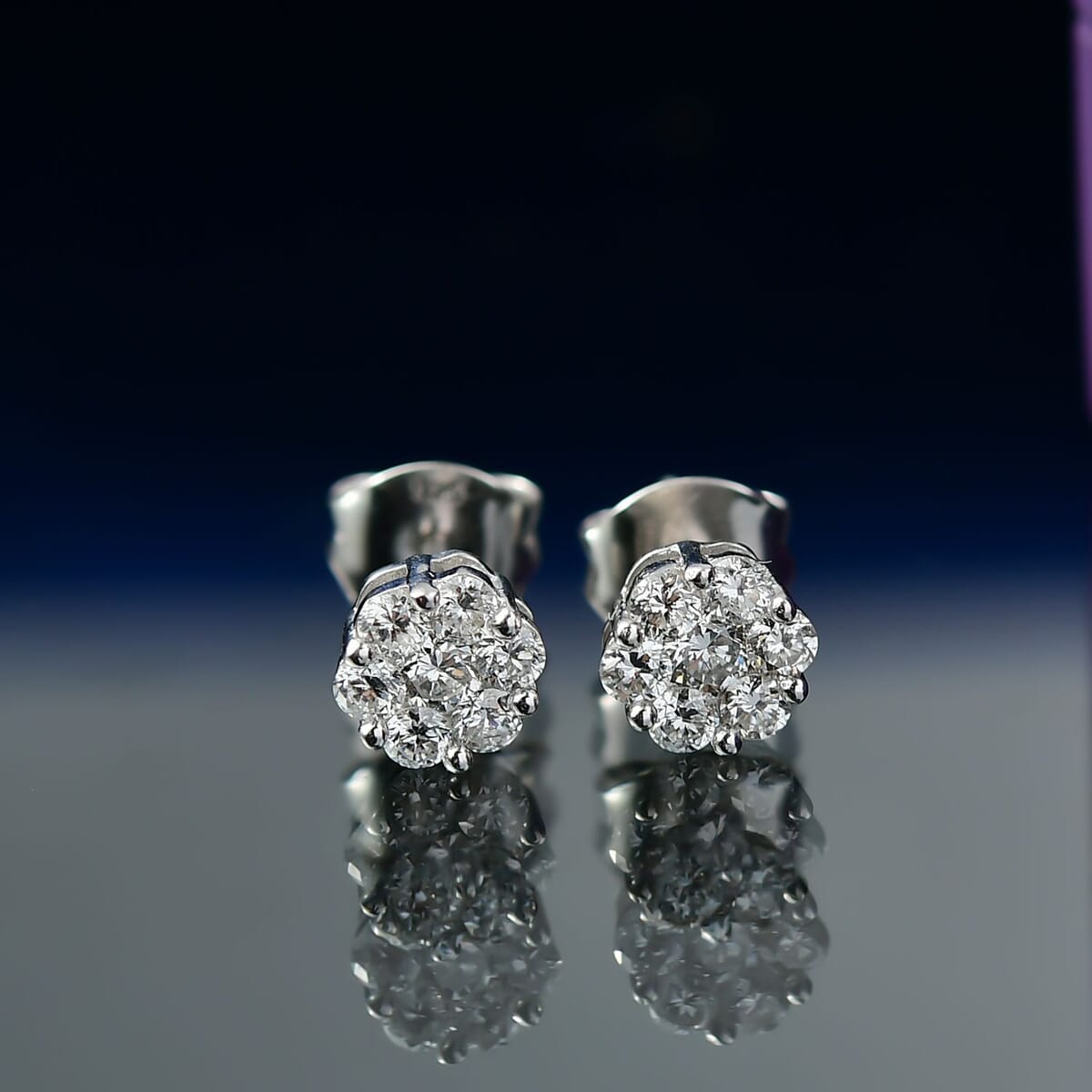Luxuriant Lab Grown Diamond G-H SI 0.50 ctw Earrings in Rhodium Over Sterling Silver image number 1
