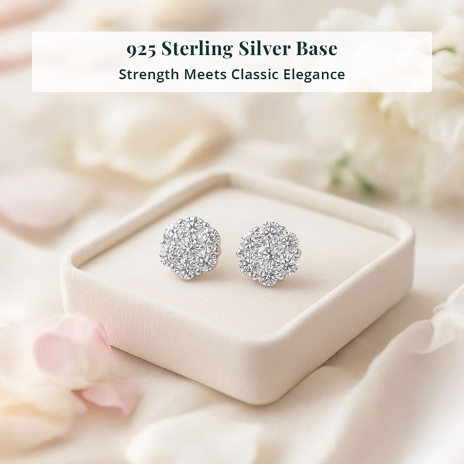 Luxuriant Lab Grown Diamond G-H SI 0.50 ctw Blossom Earrings in Rhodium Over Sterling Silver