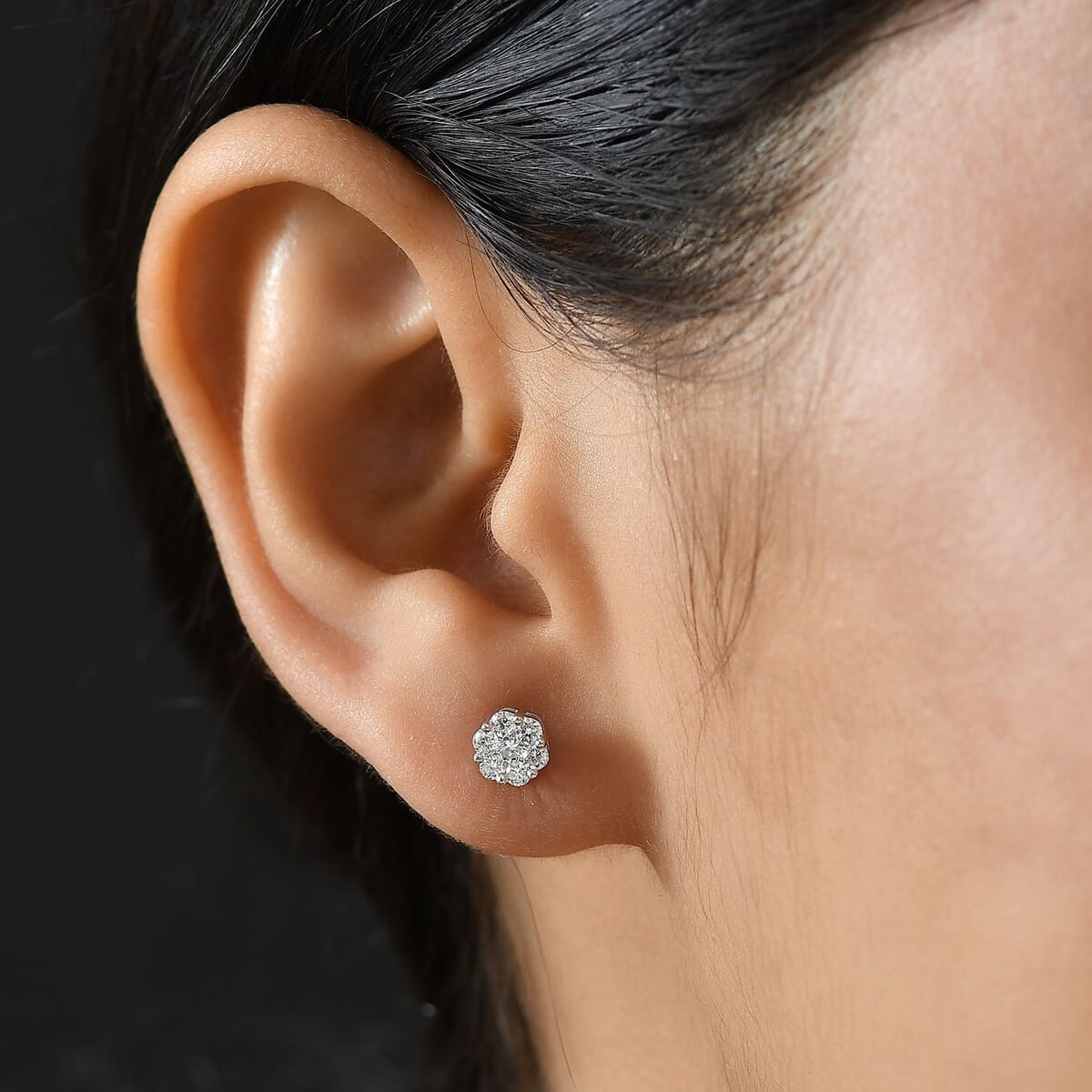 Luxuriant Lab Grown Diamond G-H SI 0.50 ctw Earrings in Rhodium Over Sterling Silver image number 2