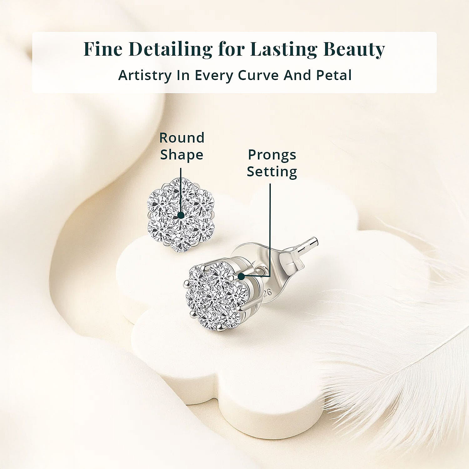 Luxuriant Lab Grown Diamond G-H SI 0.50 ctw Blossom Earrings in Rhodium Over Sterling Silver