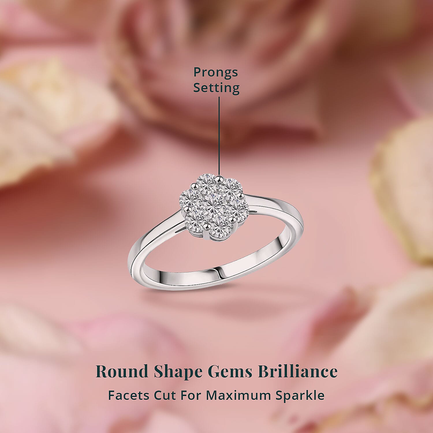 Luxuriant Lab Grown Diamond G-H SI 0.50 ctw Blossom Ring in Rhodium Over Sterling Silver (Size 10.0) 
