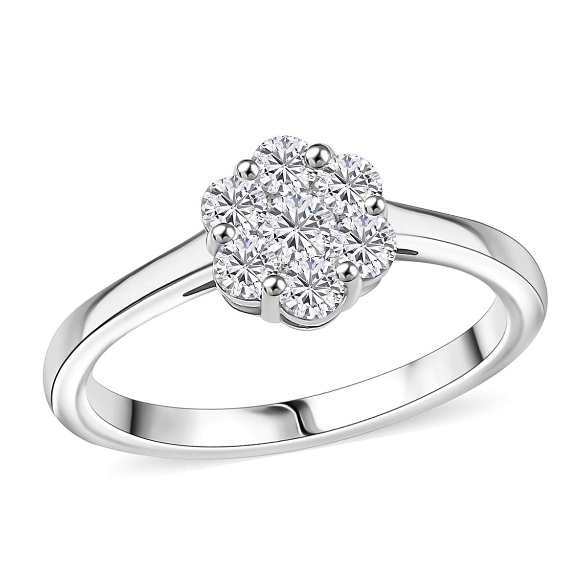 Luxuriant Lab Grown Diamond G-H SI 0.50 ctw Blossom Ring in Rhodium Over Sterling Silver (Size 5.0)  image number 0