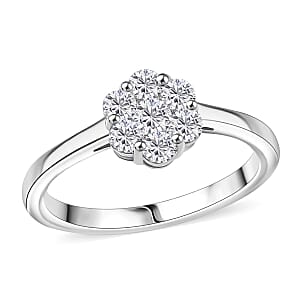 Luxuriant Lab Grown Diamond G-H SI 0.50 ctw Blossom Ring in Rhodium Over Sterling Silver (Size 5.0) 