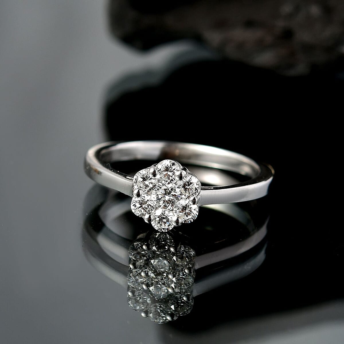 Luxuriant Lab Grown Diamond G-H SI 0.50 ctw Blossom Ring in Rhodium Over Sterling Silver (Size 5.0)  image number 1