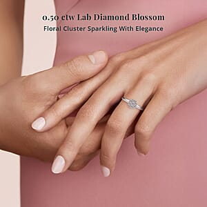 Luxuriant Lab Grown Diamond G-H SI 0.50 ctw Blossom Ring in Rhodium Over Sterling Silver (Size 5.0) 